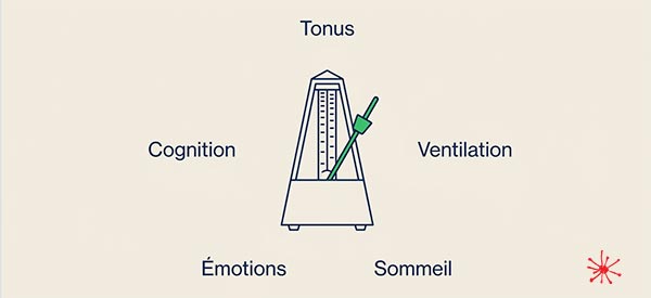 Graphique illustrant la synchronisation des cinq piliers du vivant