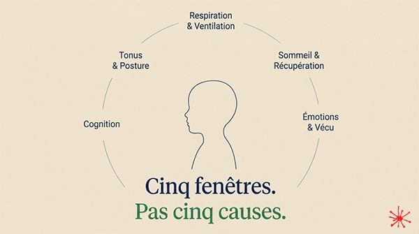Cinq fenêtres. Pas cinq causes. - Graphique montrant les 5 causes à effets.