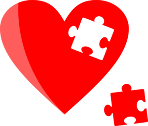 coeur brisé, manque puzzle, besoins d'amour et d'affection