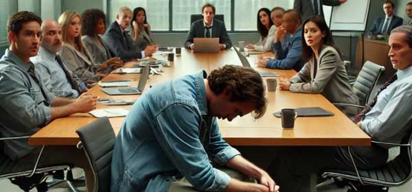 Homme au travail en dépression mental et physique